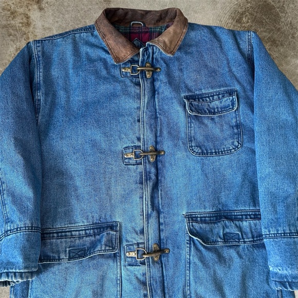 American Vintage Other - 1990’s Vintage American Eagle Denim Lobster Clasp Fireman Jacket